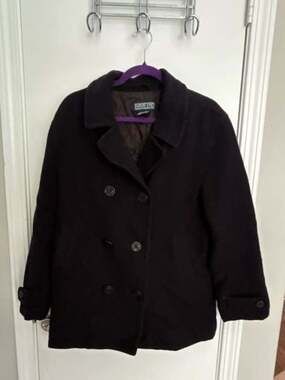 Lands' End Women's Wool Double Breasted Pea Coat with Quilted Thermolite Lining